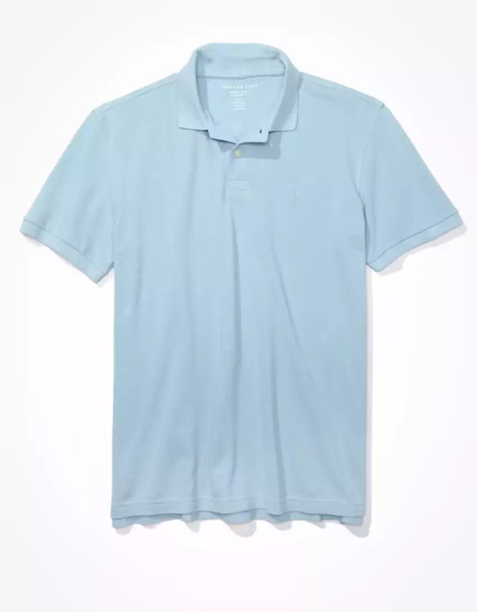 Polos American Eagle AE Super Soft Legend Pique Bleu Clair Homme | KNX-27470655